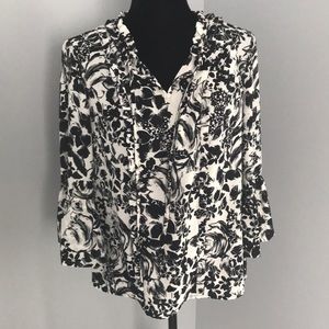 Karl Lagerfeld Black and White Floral Blouse